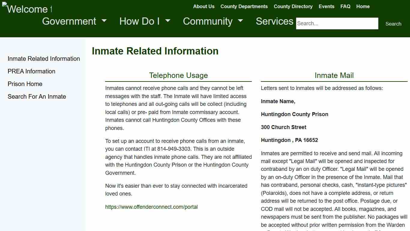 HuntingdonCounty - Inmate Related Information